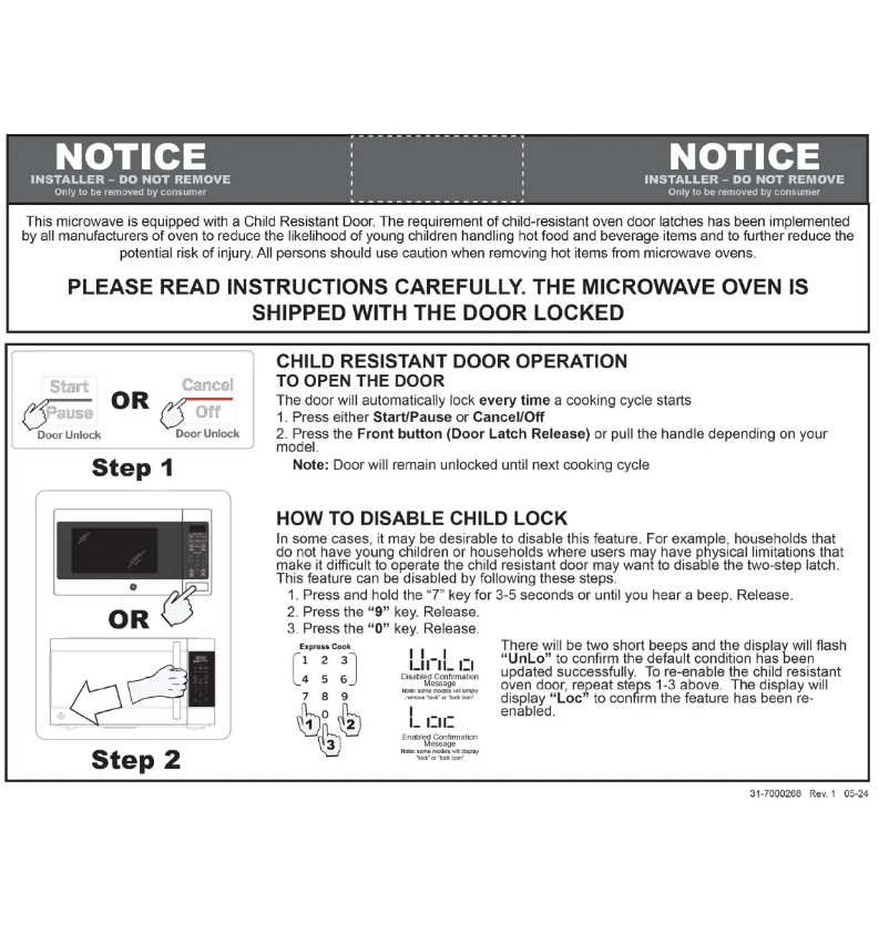 Page 1 de la notice Instructions / montage GE GCST09N1