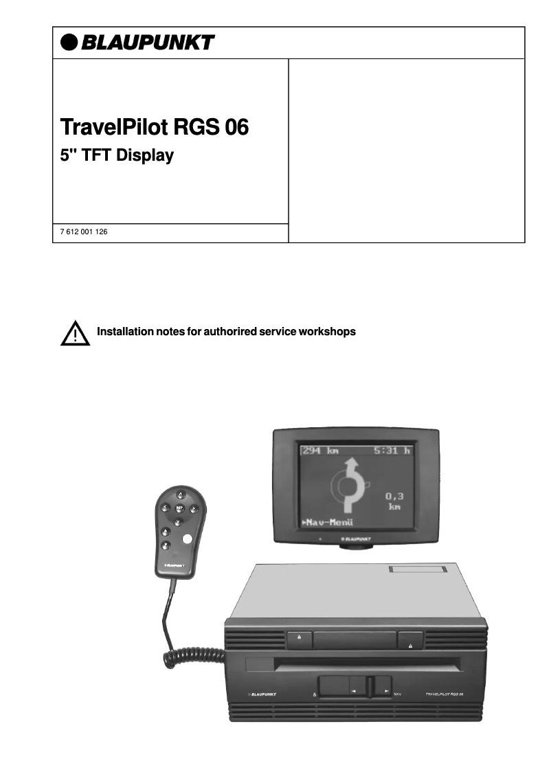 Page n°1 - Manuel utilisateur Blaupunkt TravelPilot RGS 06