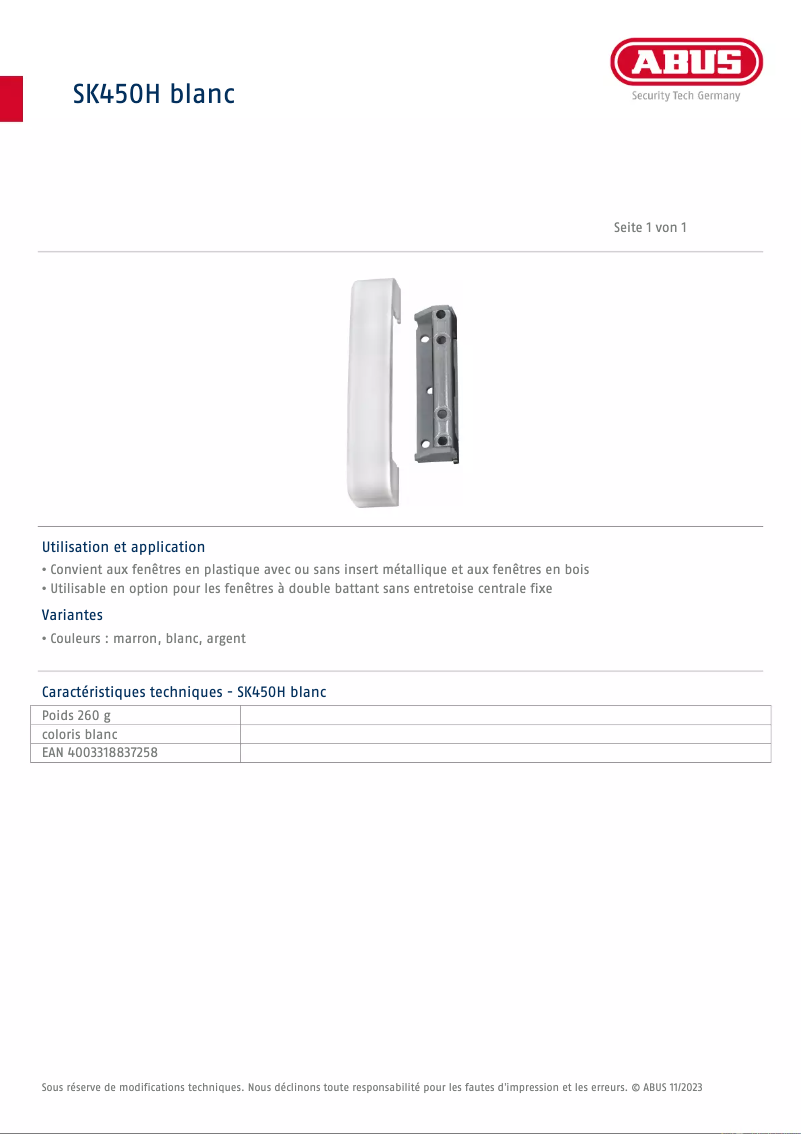 Image de la première page du manuel de l'appareil SK450