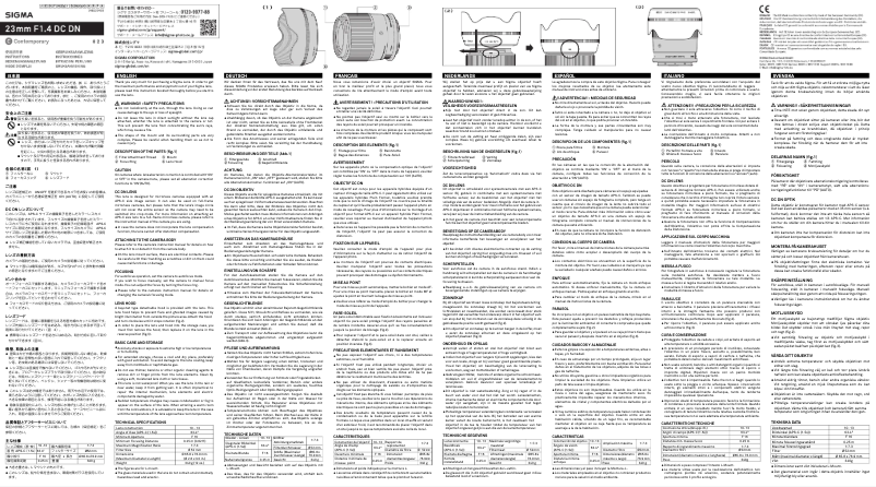 Page 1 de la notice Manuel utilisateur Sigma 23mm F1.4 DC DN