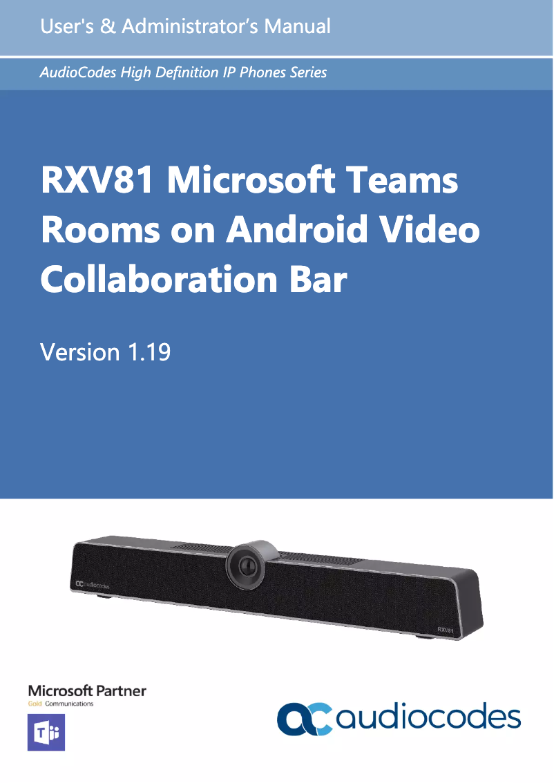 Page 1 de la notice Manuel utilisateur Audiocodes RXV81