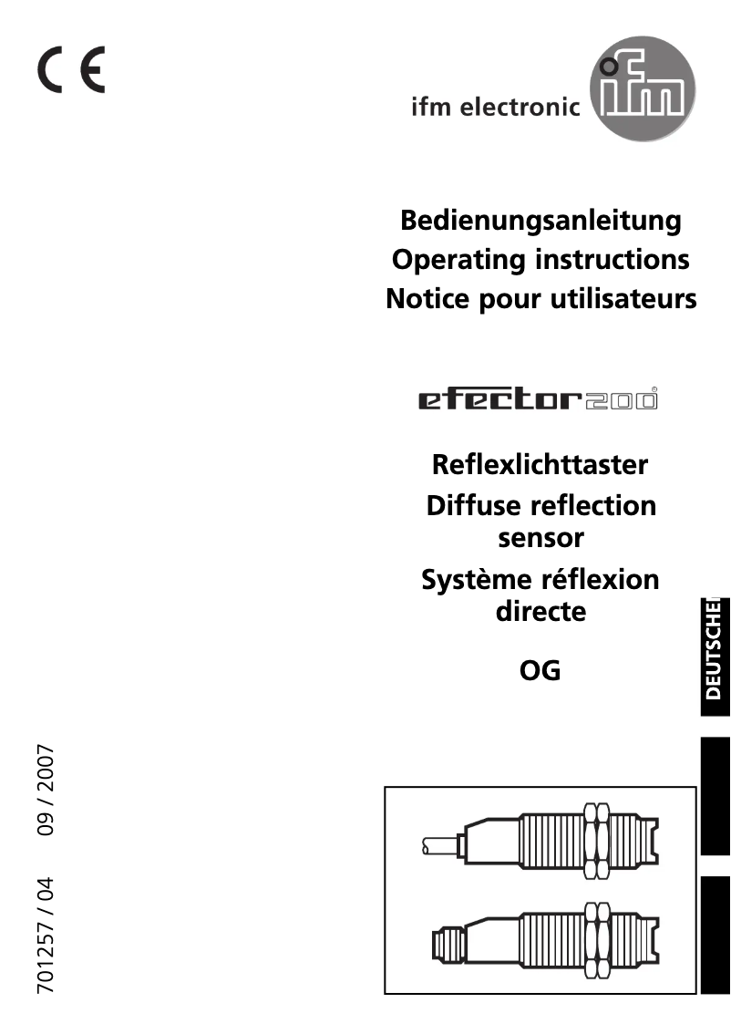 Page 1 de la notice Manuel utilisateur IFM OG0040