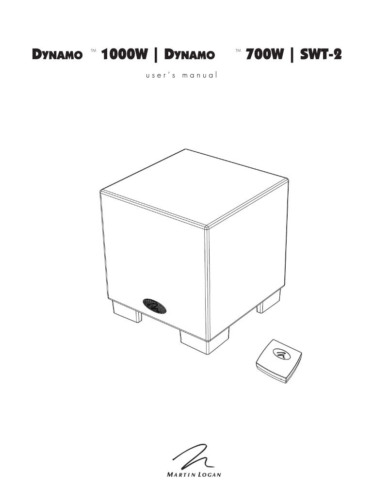 Page 1 de la notice Manuel utilisateur Martin Logan Dynamo 700W