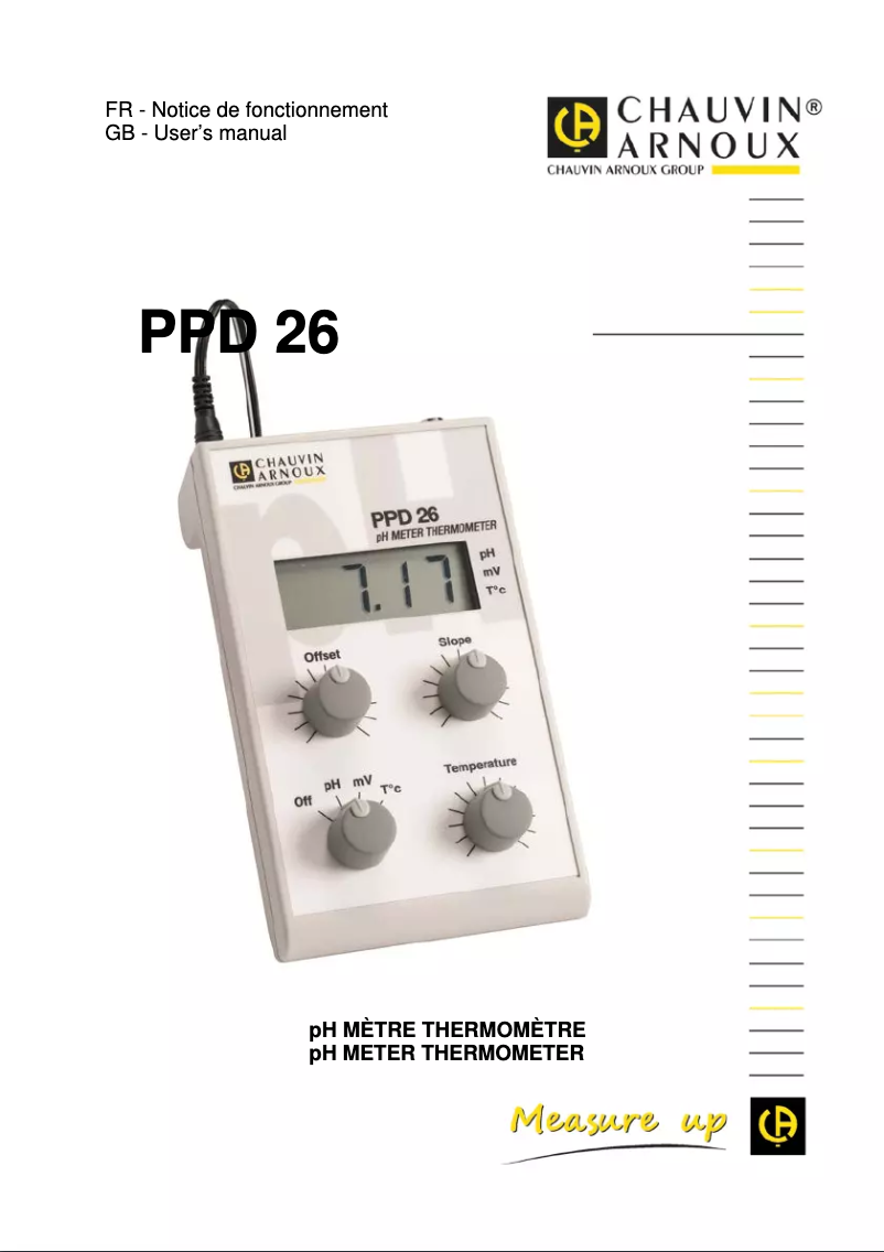Page 1 de la notice Manuel utilisateur Chauvin Arnoux PPD26