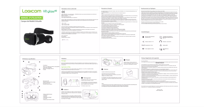 Page 1 de la notice Manuel utilisateur Logicom VR Glass 40