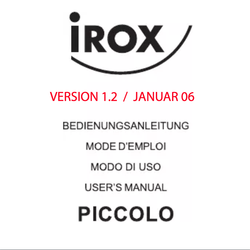 Page 1 de la notice Manuel utilisateur Irox PICCOLO