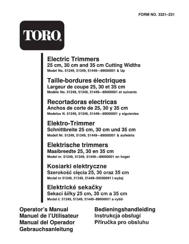 Page 1 de la notice Manuel utilisateur Toro 51449