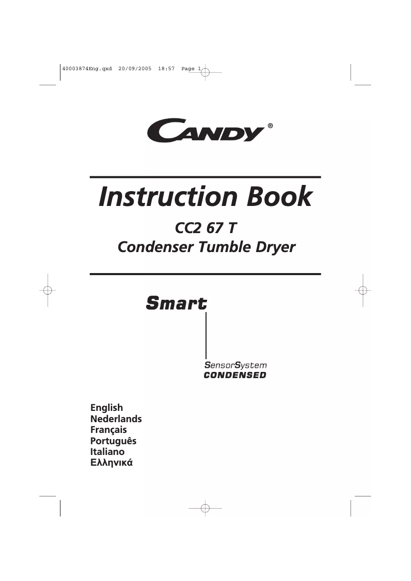 Page 1 of the manual User Manual Candy CC2 67 T