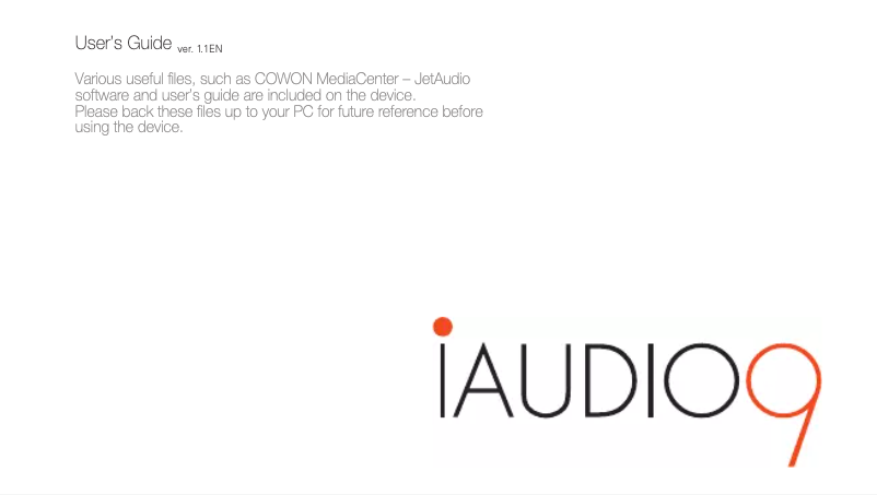 Image de la première page du manuel de l'appareil i9