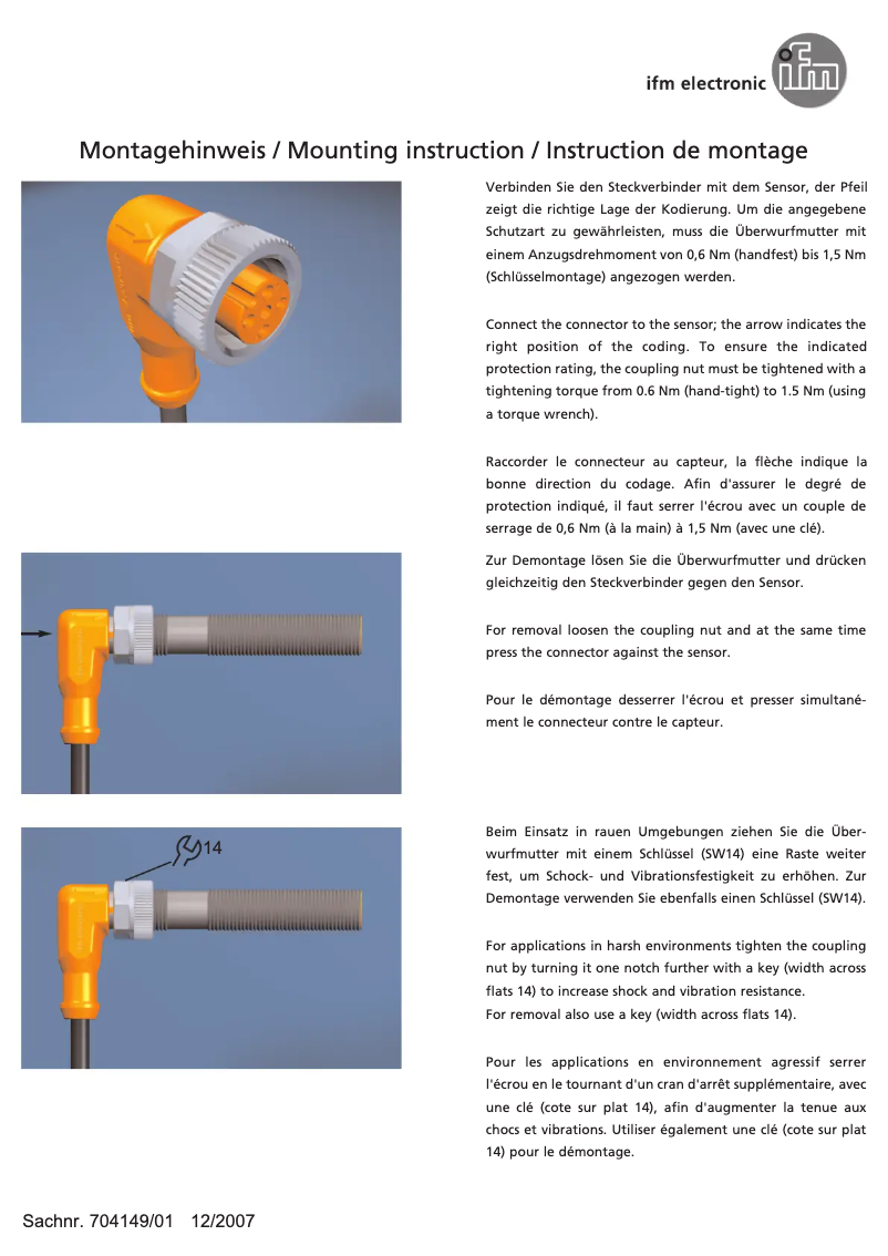 Page n°1 - Manuel utilisateur IFM EVW166
