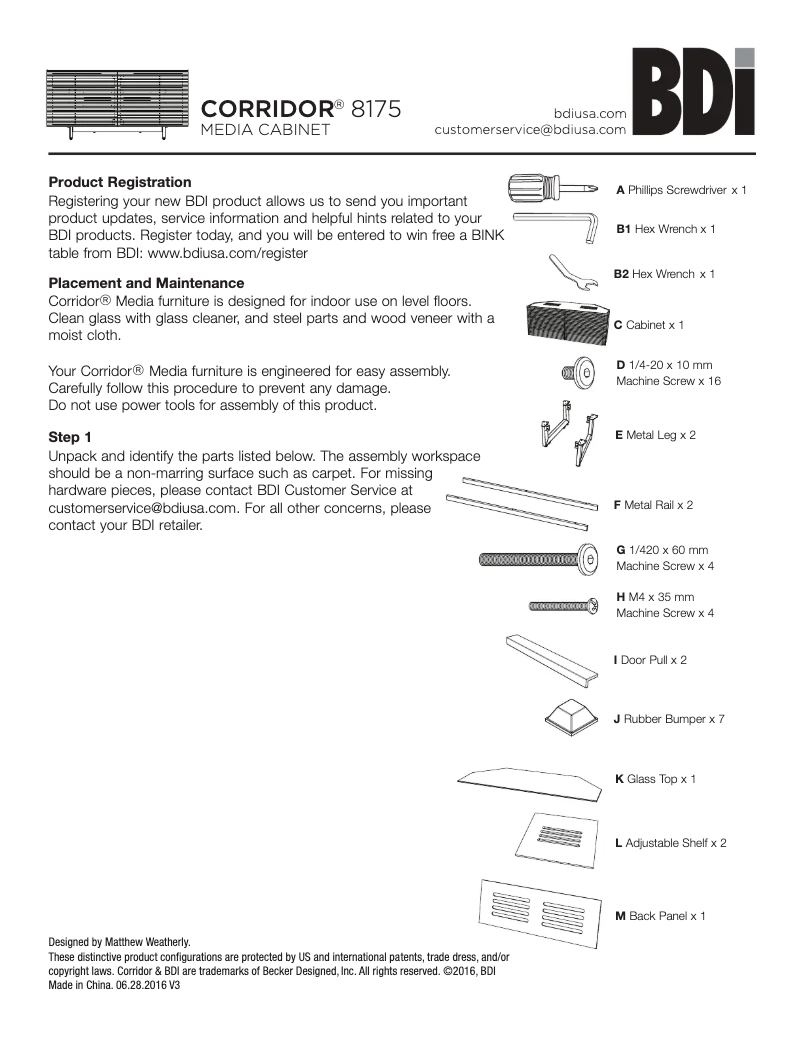Page 1 de la notice Manuel utilisateur BDI Corridor 8175