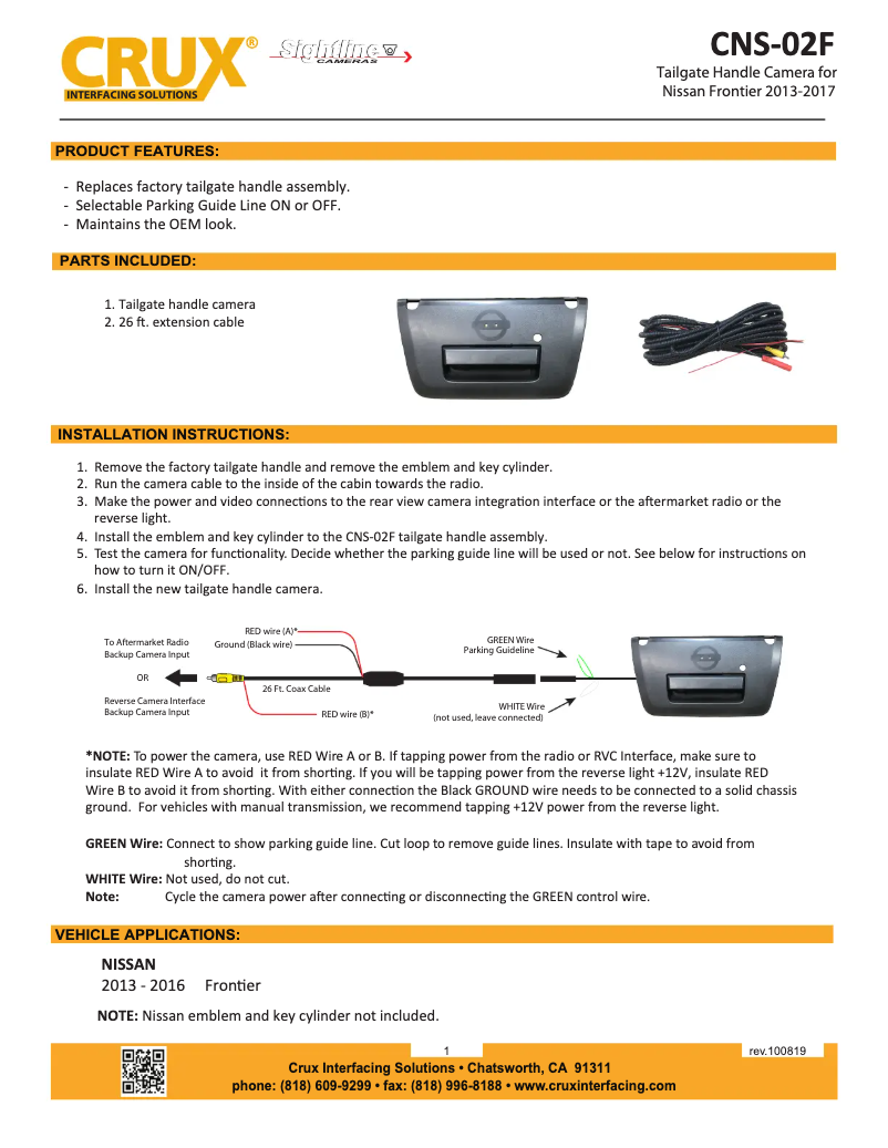 Page 1 de la notice Manuel utilisateur CRUX CNS-02F