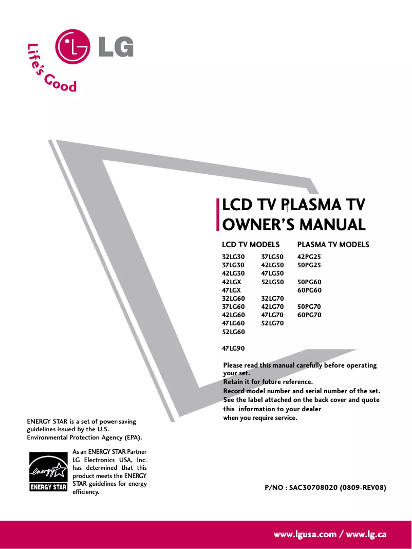 Page 1 de la notice Manuel utilisateur LG 42X