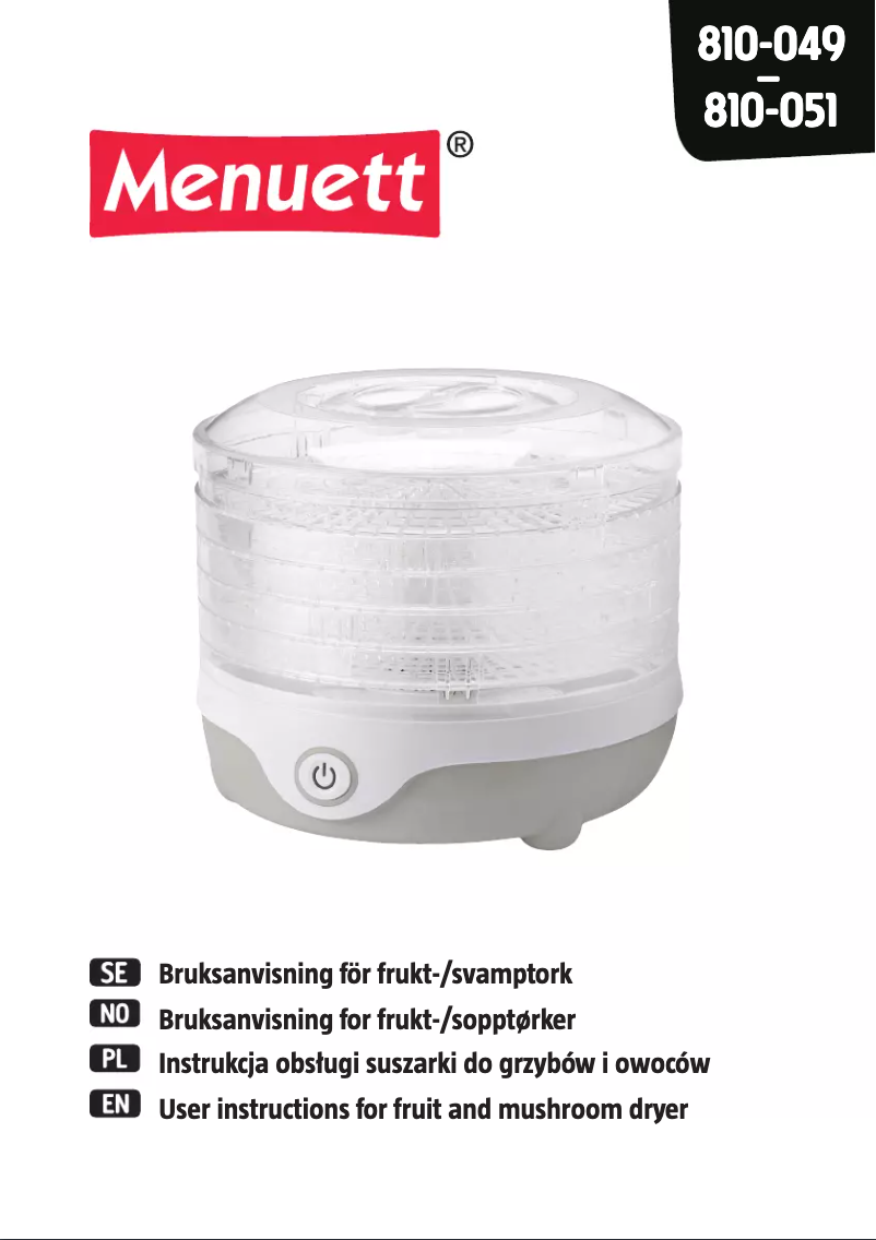 Page n°1 - Manuel utilisateur Menuett 810-049