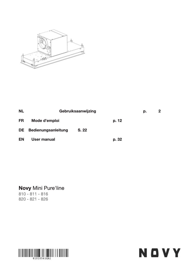 Page n°1 - Manuel utilisateur Novy Pure'Line Mini 821