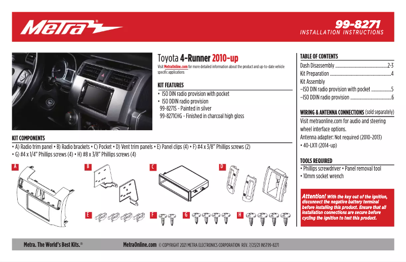 Page n°1 - Mode d'emploi Metra 99-8271