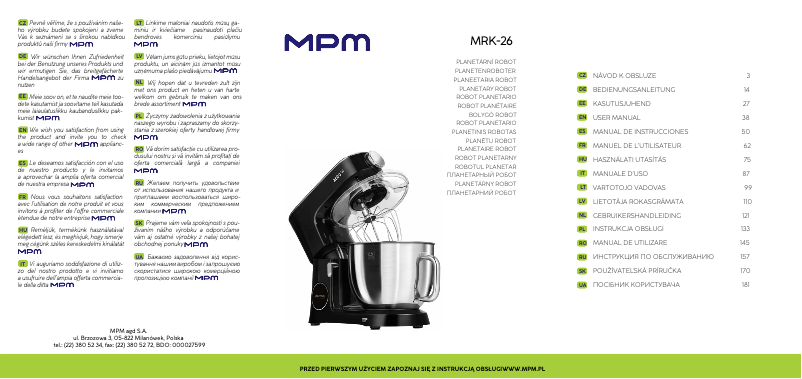 Page 1 de la notice Manuel utilisateur MPM MRK-26