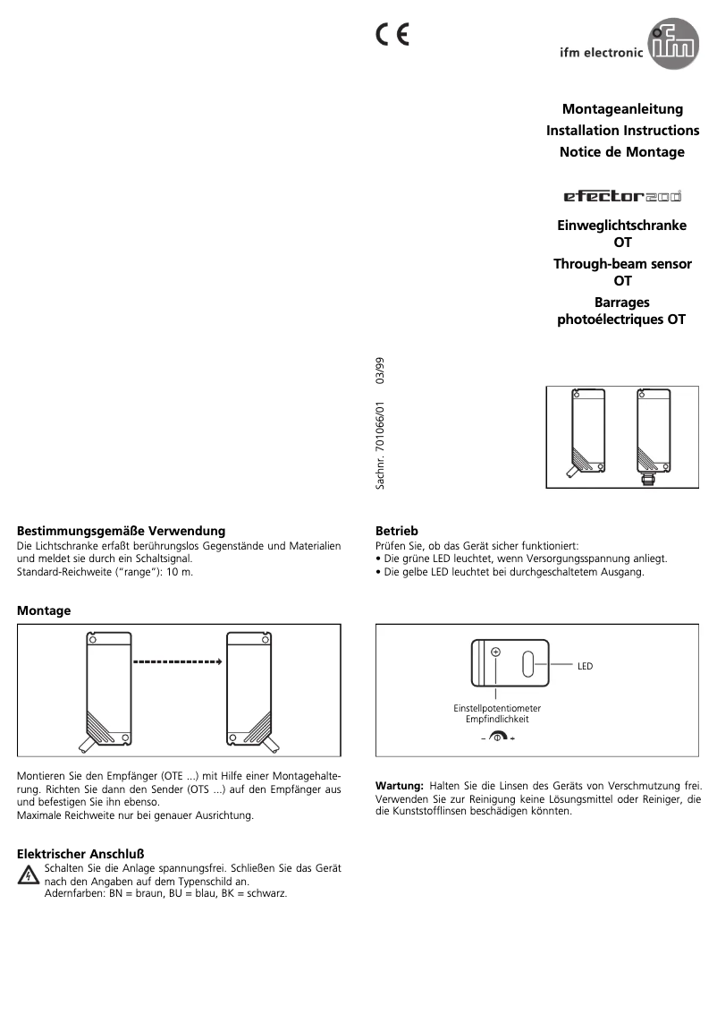 Page 1 de la notice Manuel utilisateur IFM OT5009