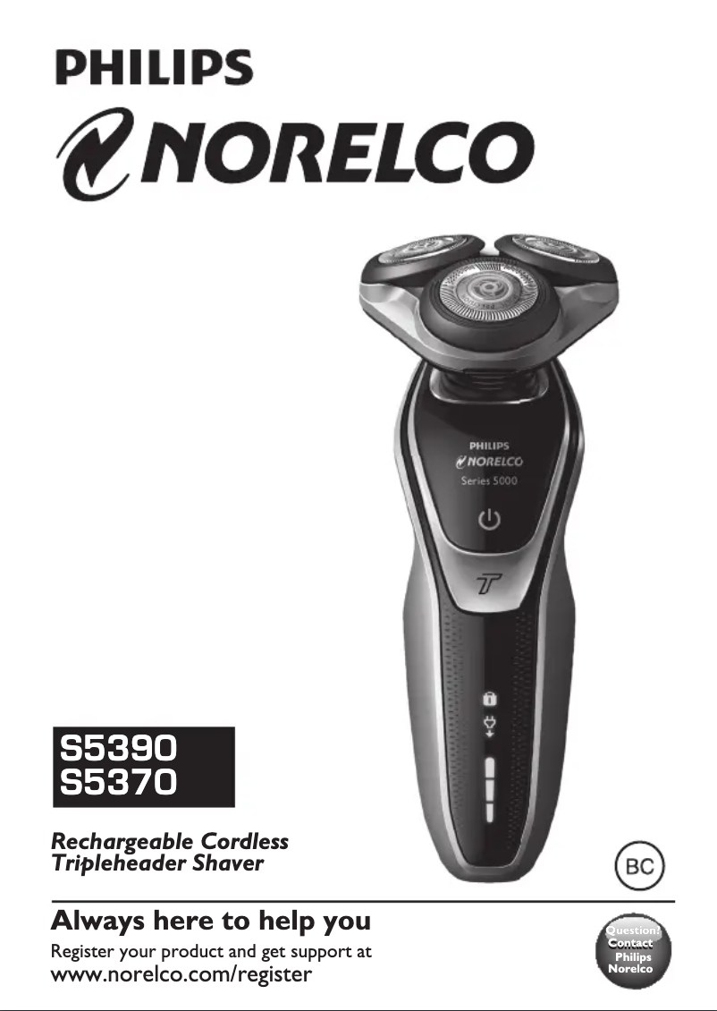 Page n°1 - Manuel utilisateur Philips Norelco Shaver 5500 S5370
