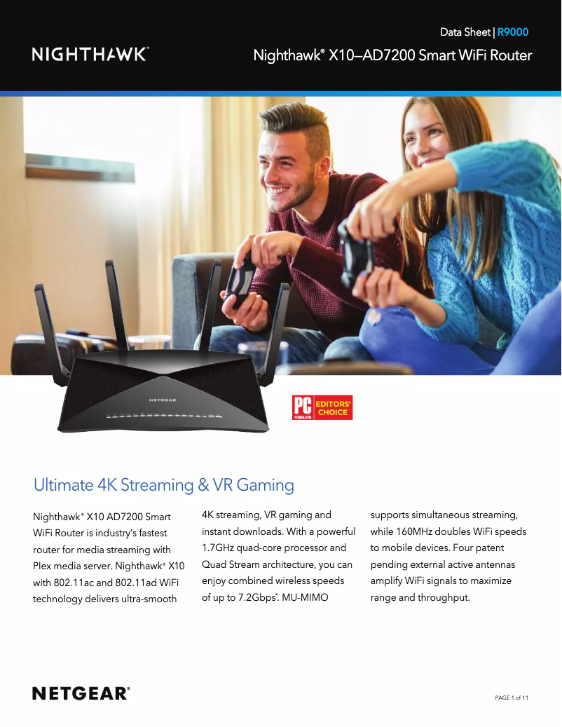 Page 1 de la notice Fiche technique Netgear Nighthawk X10 R9000