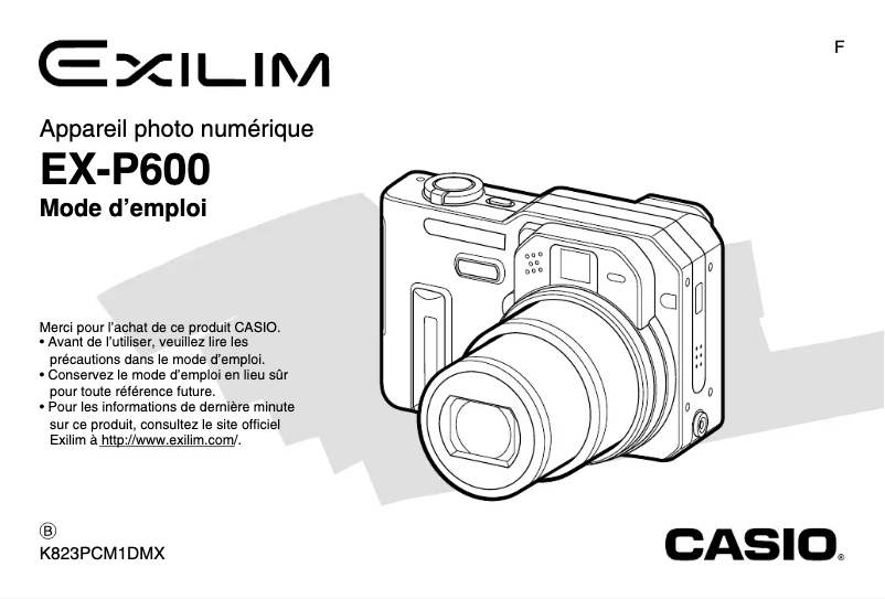 Page 1 de la notice Manuel utilisateur Casio Exilim EX-P600