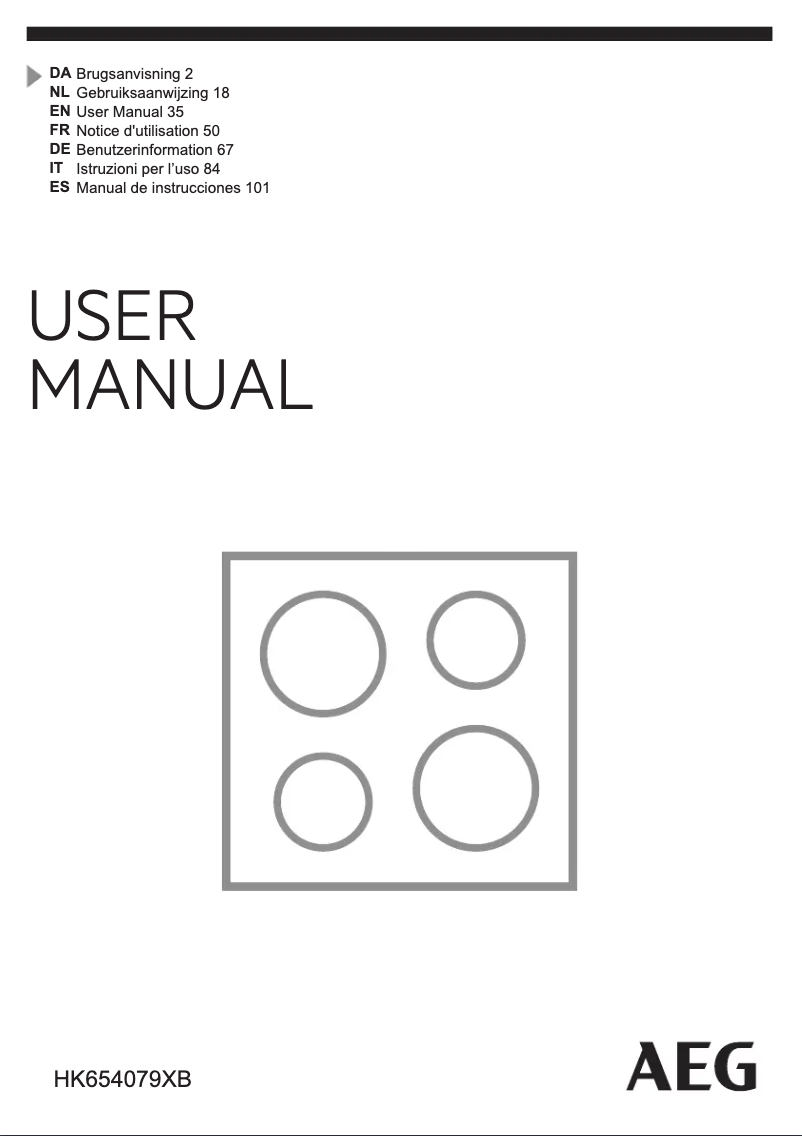 Page 1 de la notice Manuel utilisateur AEG HK654079XB