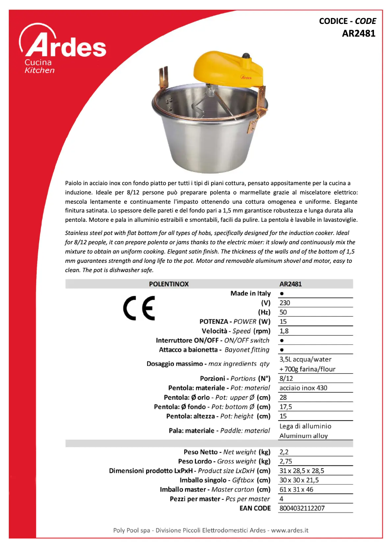 Page n°1 - Fiche technique Ardes AR2481