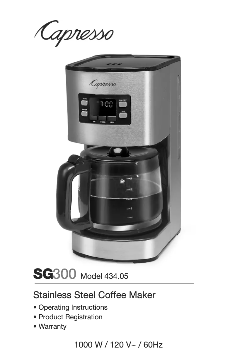 Page n°1 - Manuel utilisateur Capresso SG300 434.05