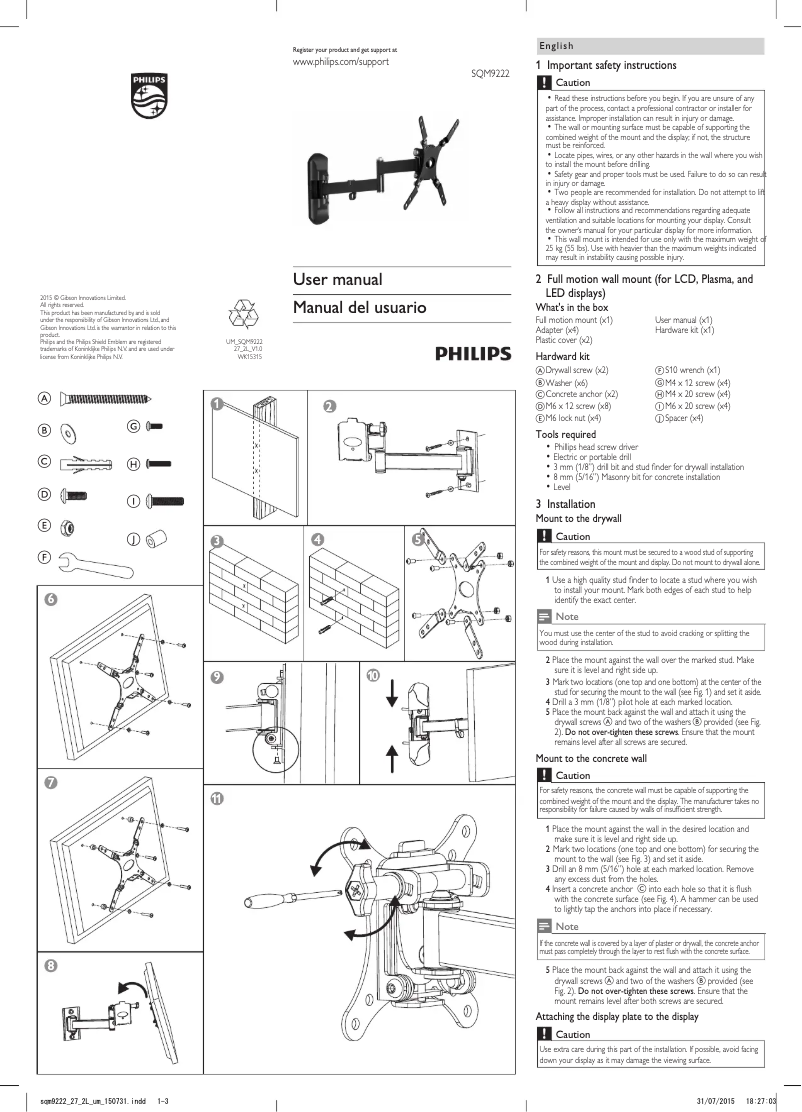 Page n°1 - Manuel utilisateur Philips SQM9222