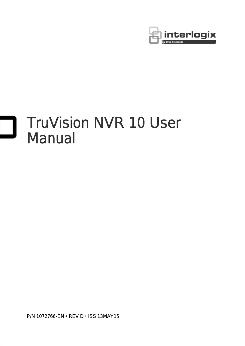 Page n°1 - Manuel utilisateur Interlogix TruVision TVN-1008-KB4