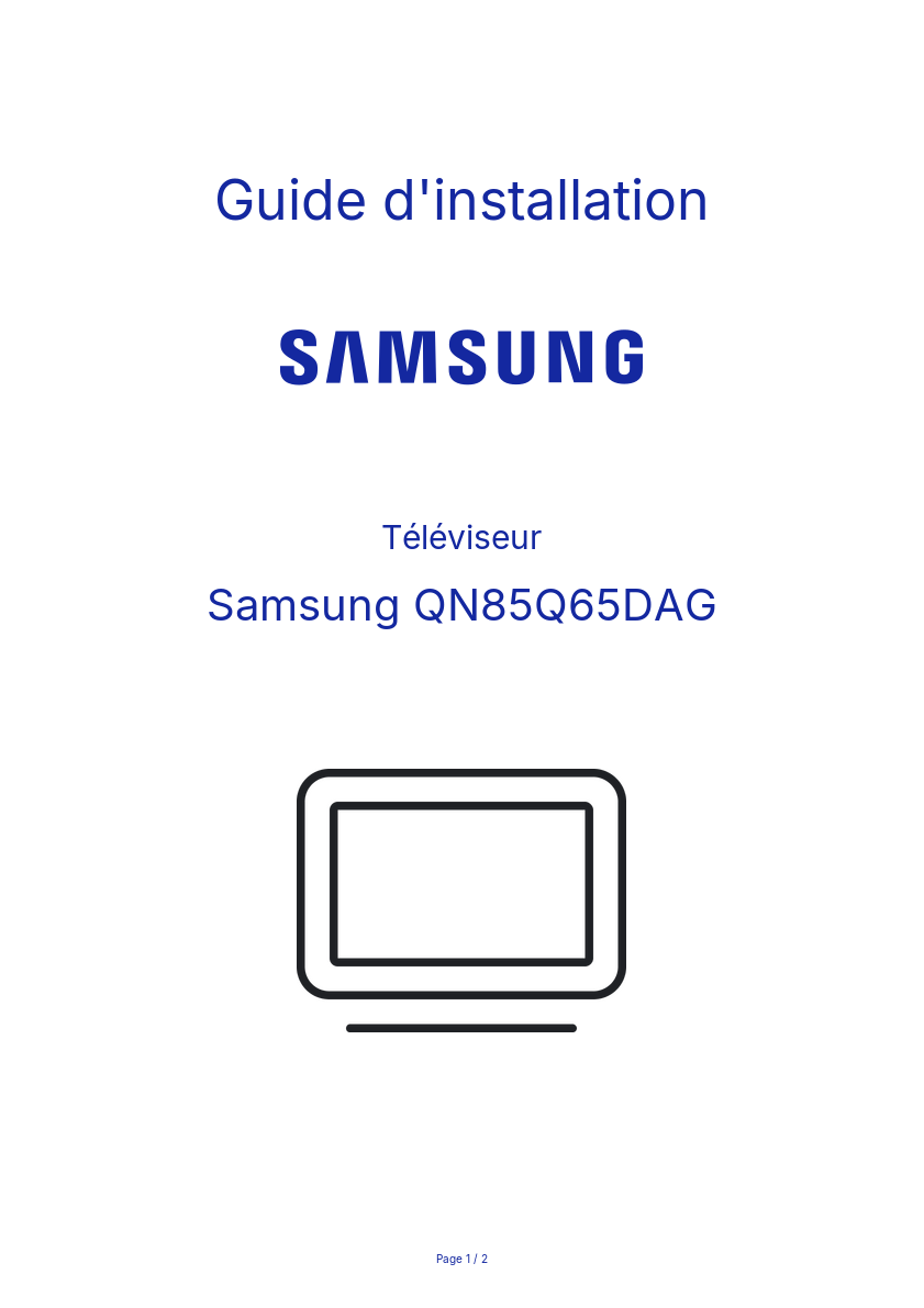 Page n°1 - Guide d'installation Samsung QN85Q65DAG