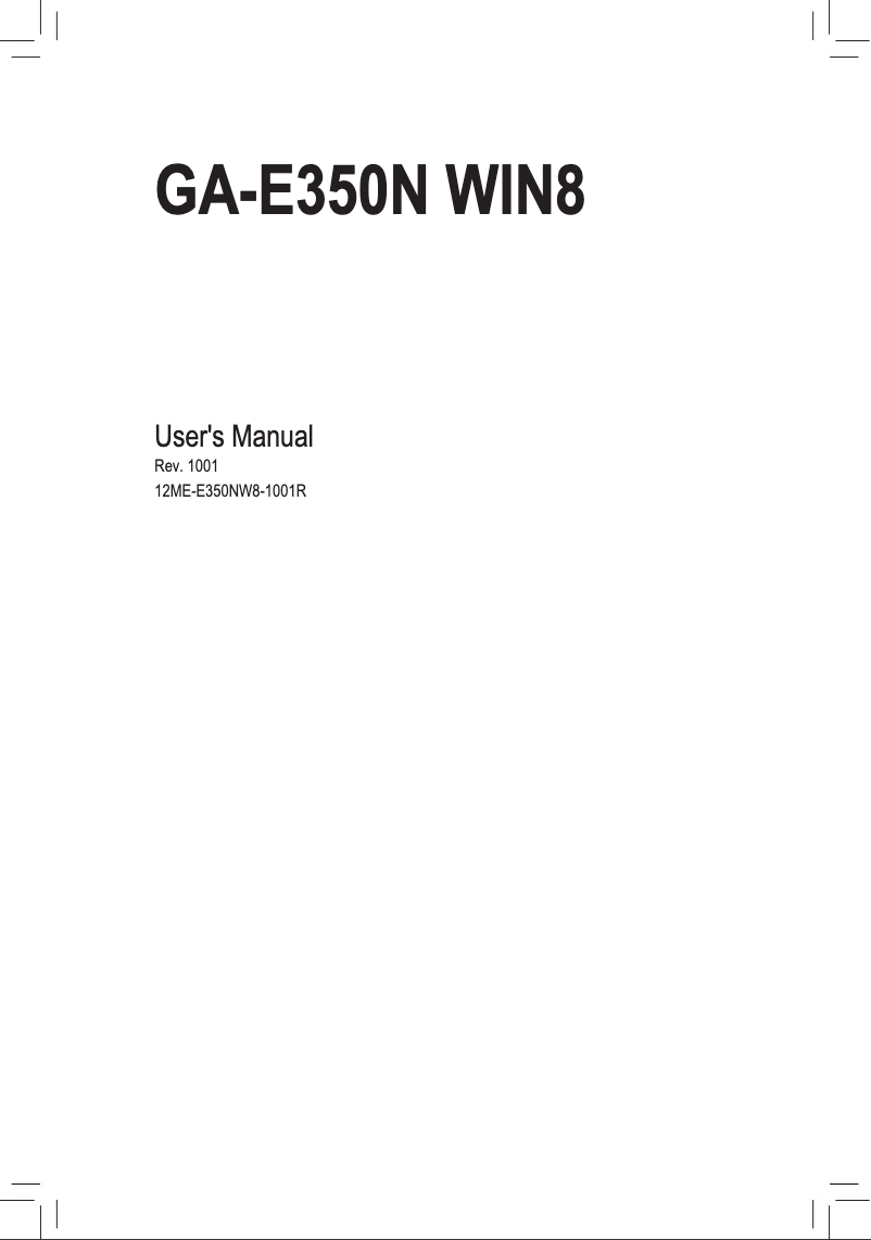 Page n°1 - Manuel utilisateur Gigabyte GA-E350N WIN8