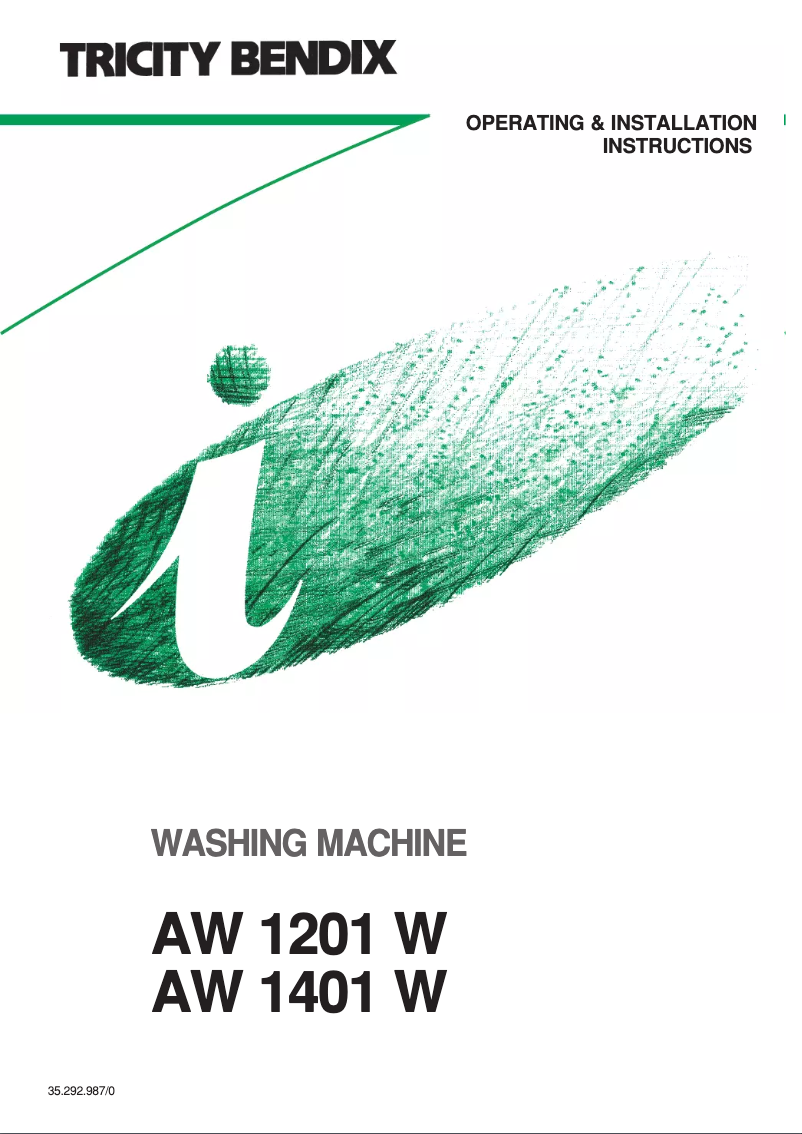 Page 1 de la notice Manuel utilisateur Tricity Bendix AW1401W