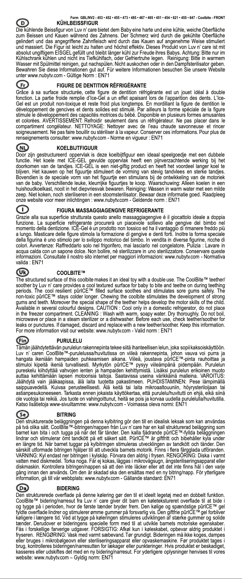 Page 1 de la notice Manuel utilisateur Nuby IcyBite