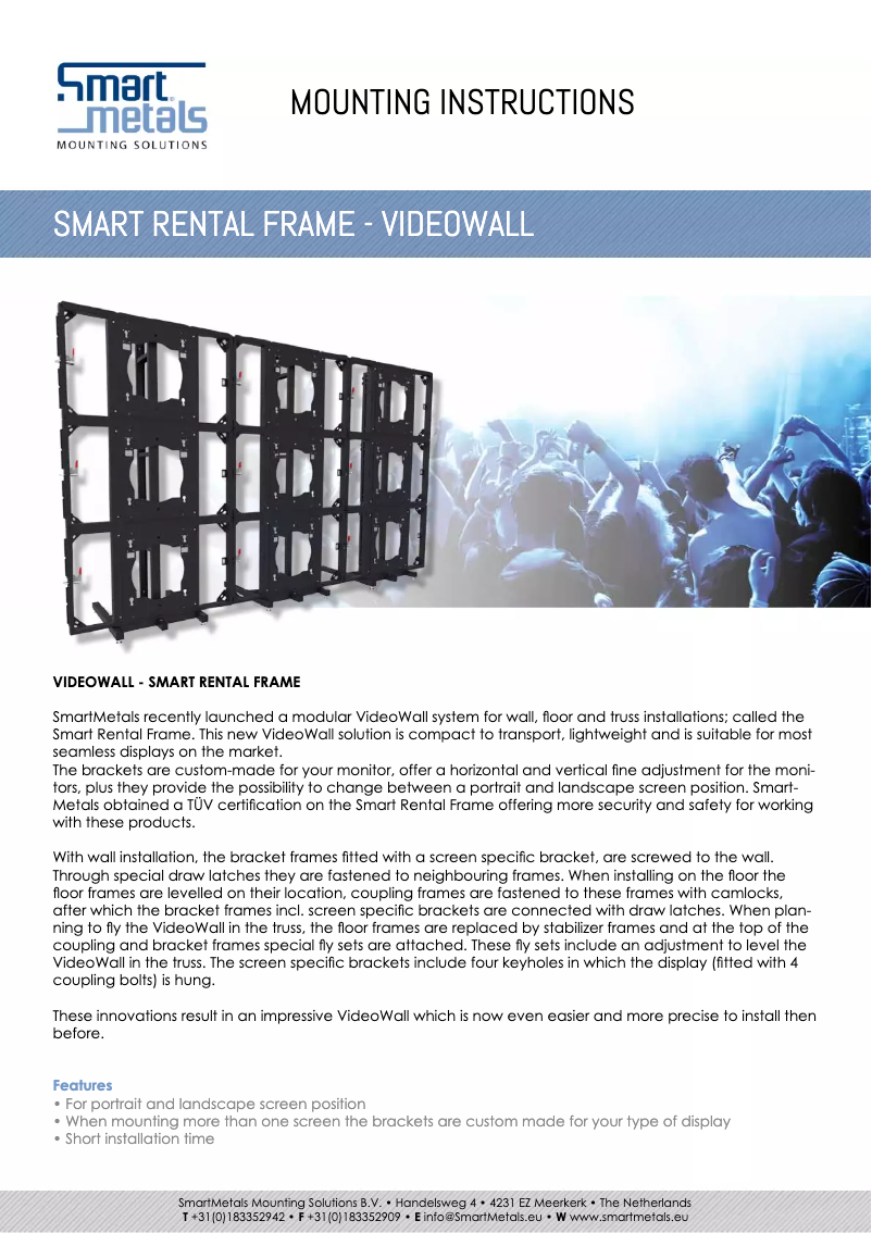 Page n°1 - Manuel utilisateur SmartMetals Smart Rental Frame