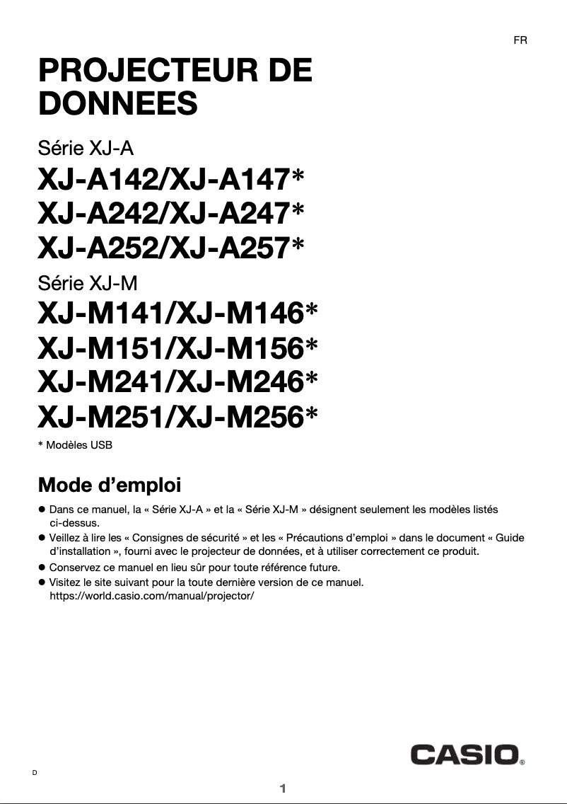 Image de la première page du manuel de l'appareil XJ-M241