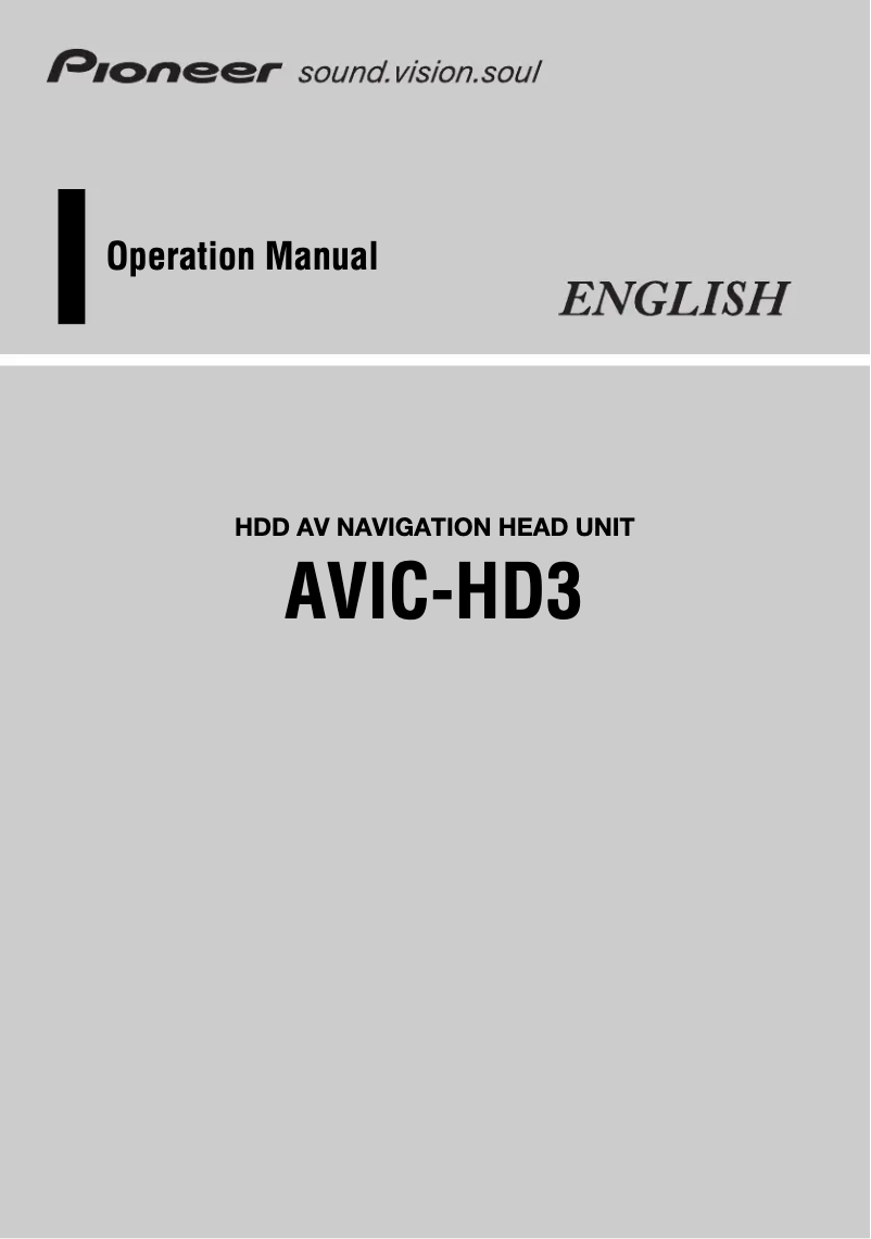Page n°1 - Manuel utilisateur Pioneer AVIC-HD3