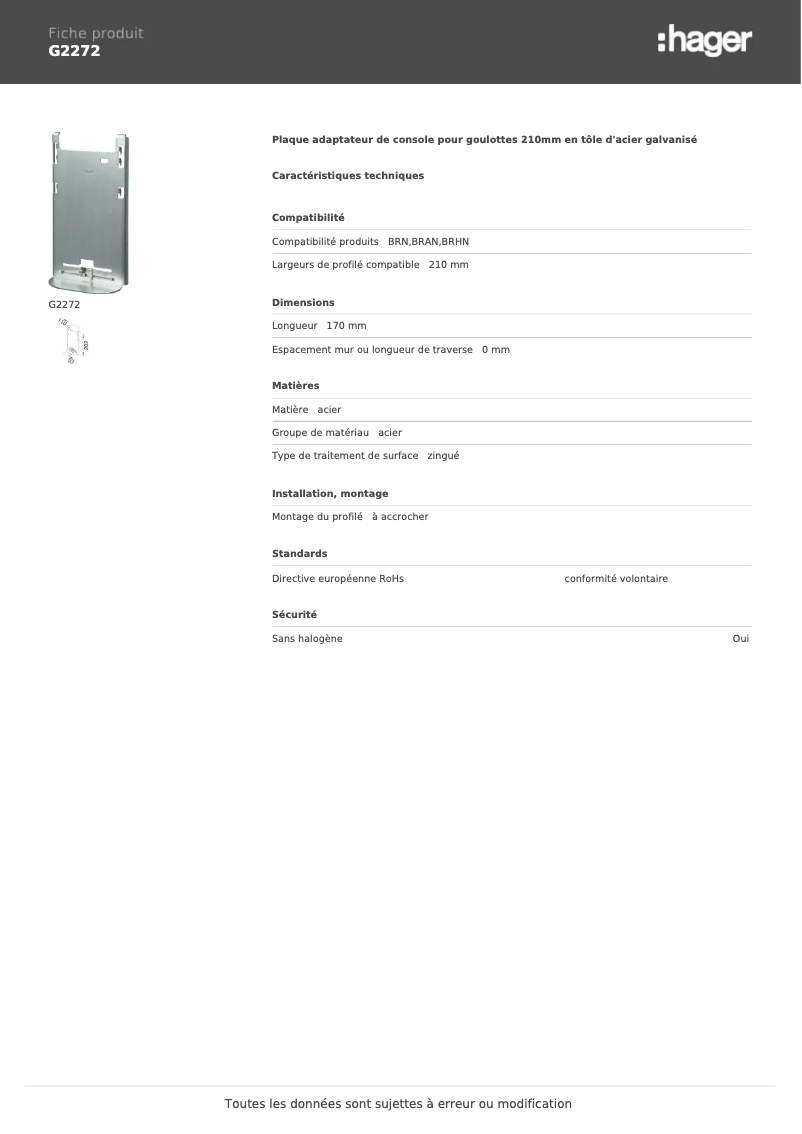 Page n°1 - Manuel utilisateur Hager G2272