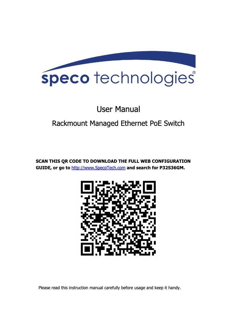 Página 1 del manual Guía de inicio rápido Speco Technologies P32S36GM