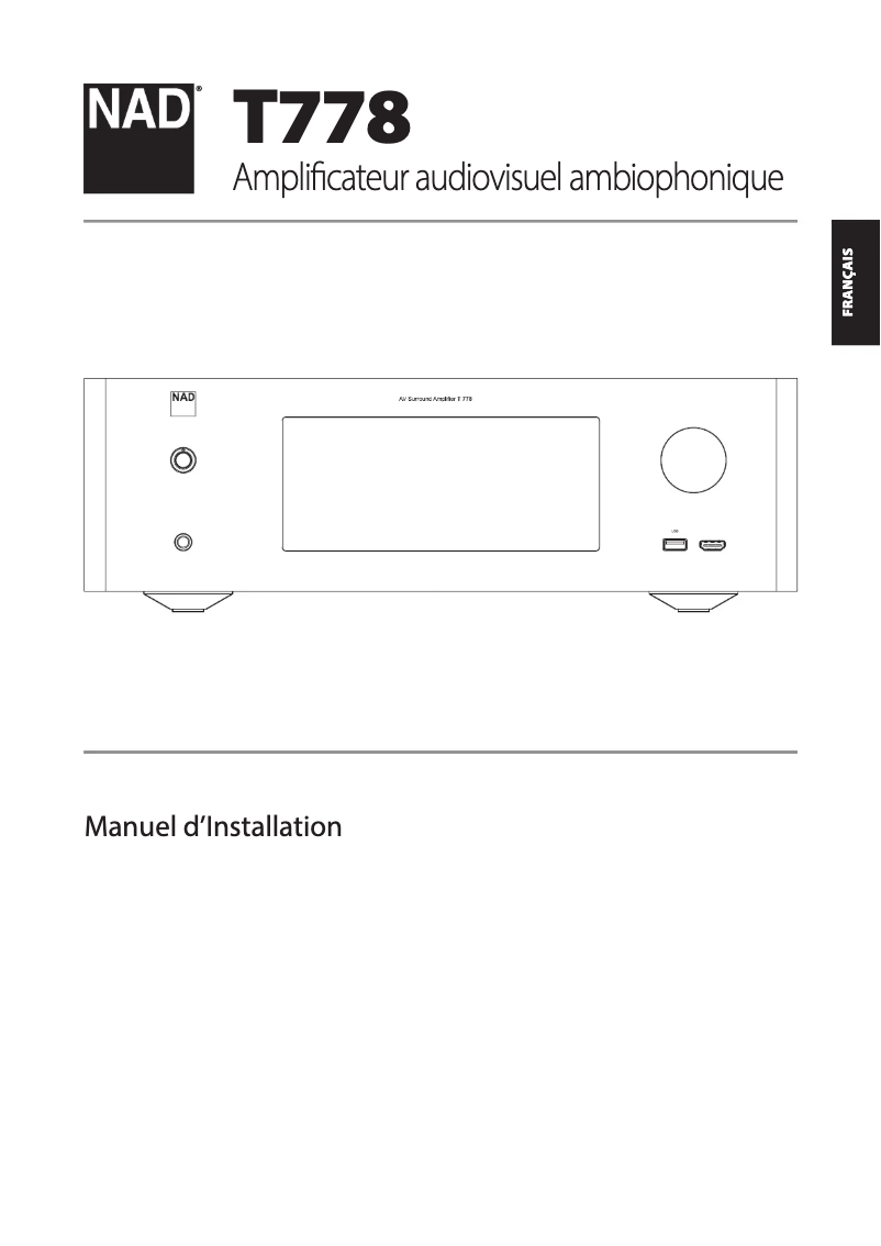Page 1 de la notice Manuel utilisateur NAD T 778