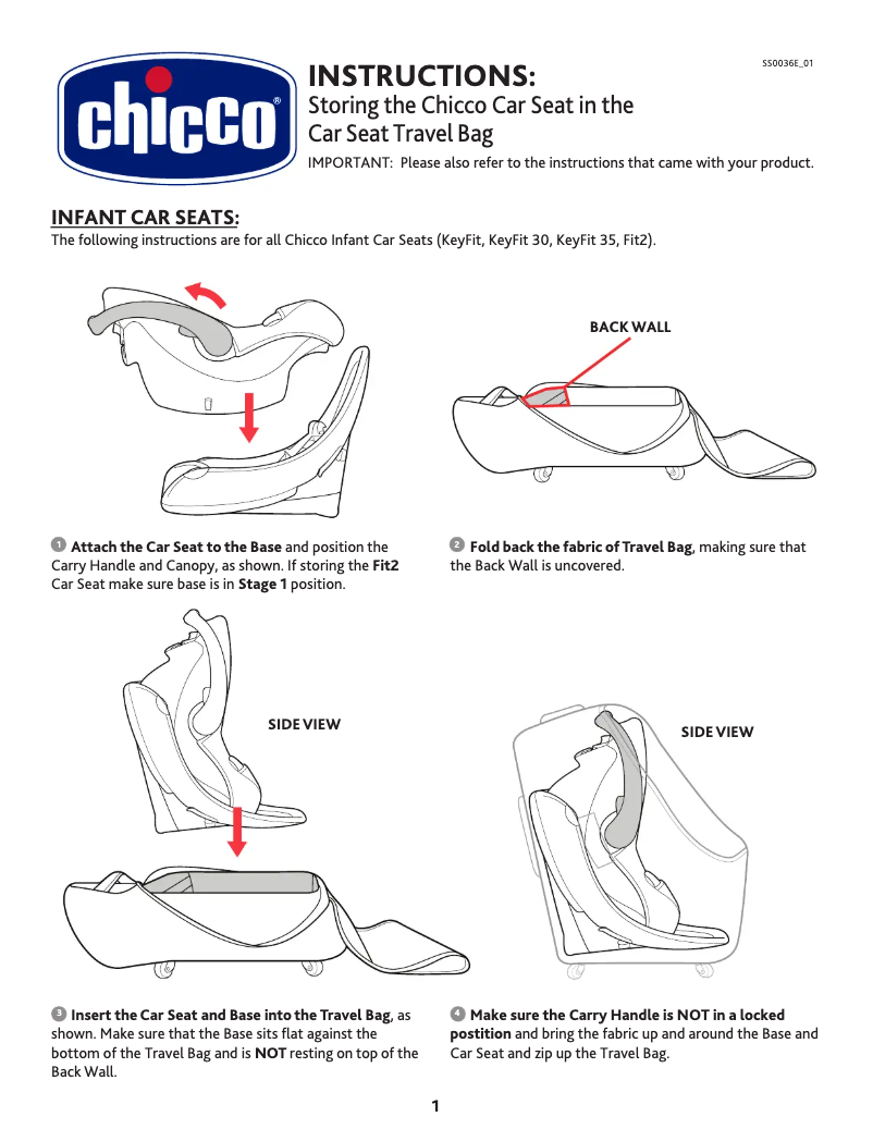 Page 1 de la notice Manuel utilisateur Chicco Car Seat Travel Bag