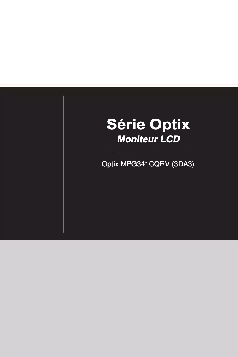 Page 1 de la notice Manuel utilisateur MSI Optix MPG341CQRV