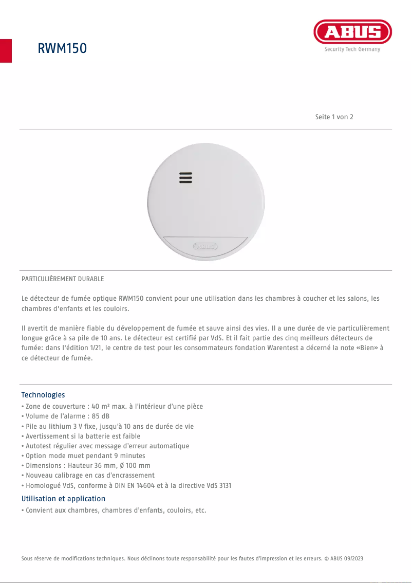 Image de la première page du manuel de l'appareil RWM150