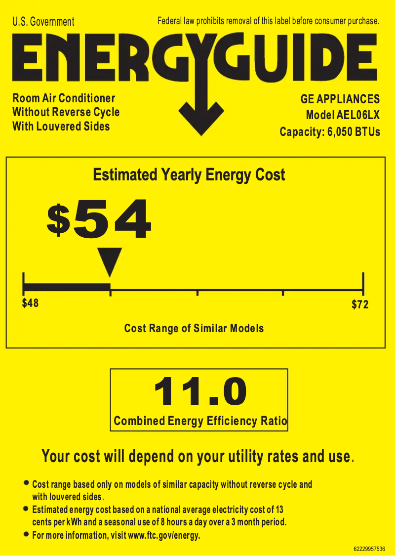 Page n°1 - Label énergétique GE AEL06LX