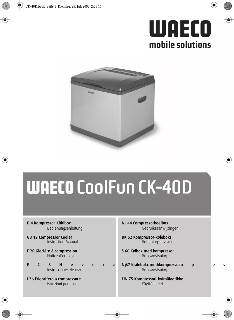 Página 1 del manual Manual de usuario Waeco CK 40D