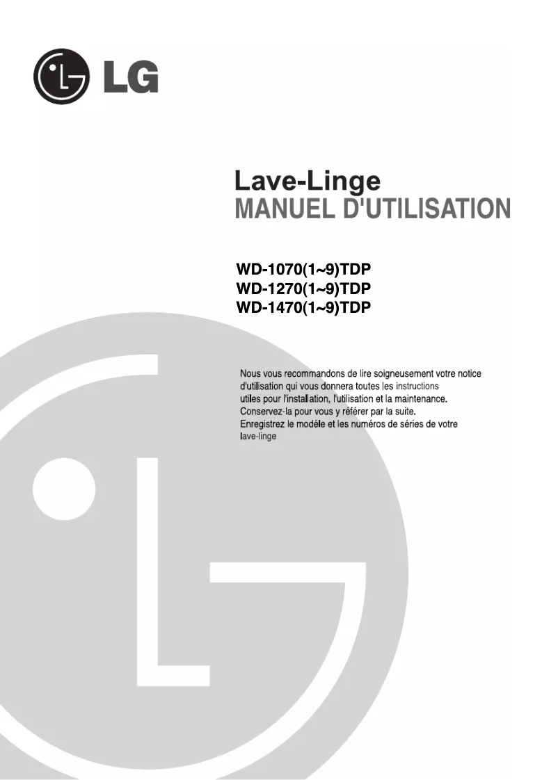 Page n°1 - Manuel utilisateur LG WD-14701TDP