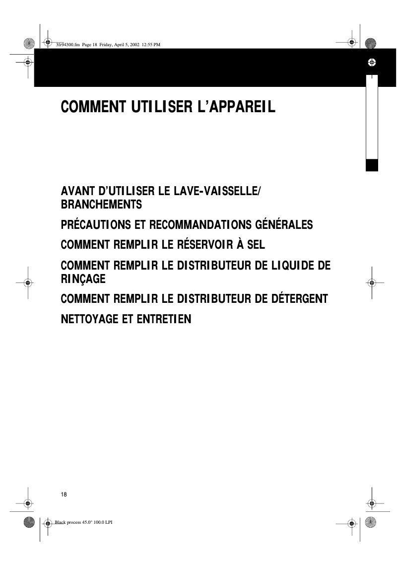 Page 1 de la notice Manuel utilisateur Whirlpool ADP 533 WH