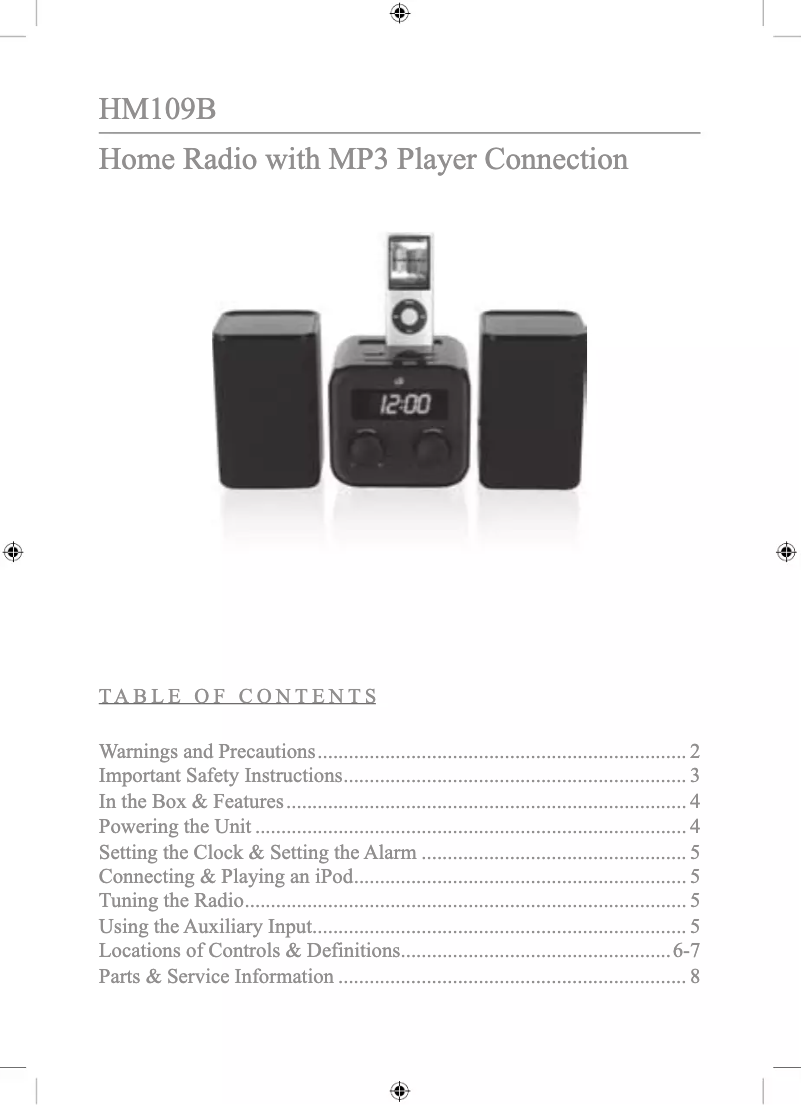 Page 1 de la notice Manuel utilisateur GPX HM109B
