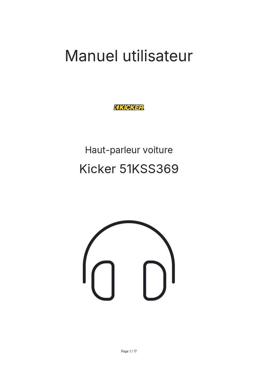 Page n°1 - Manuel utilisateur Kicker 51KSS369
