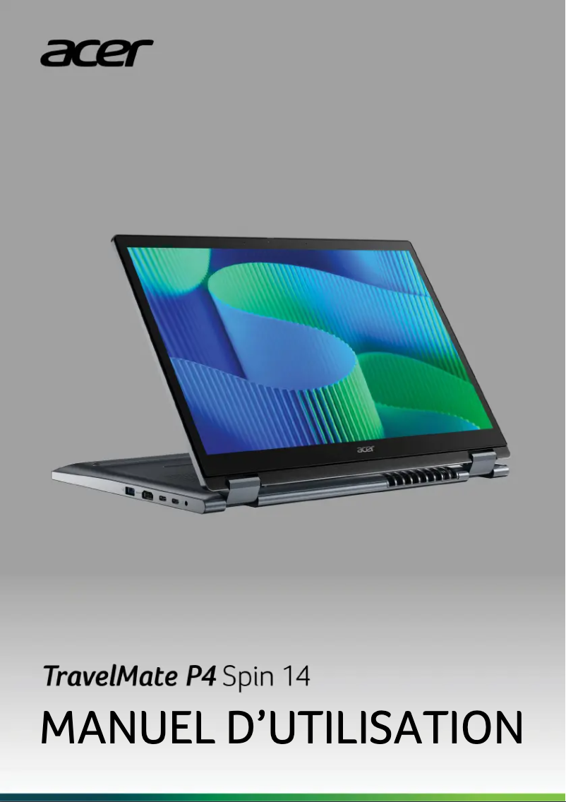 Image de la première page du manuel de l'appareil TravelMate P4 Spin 14